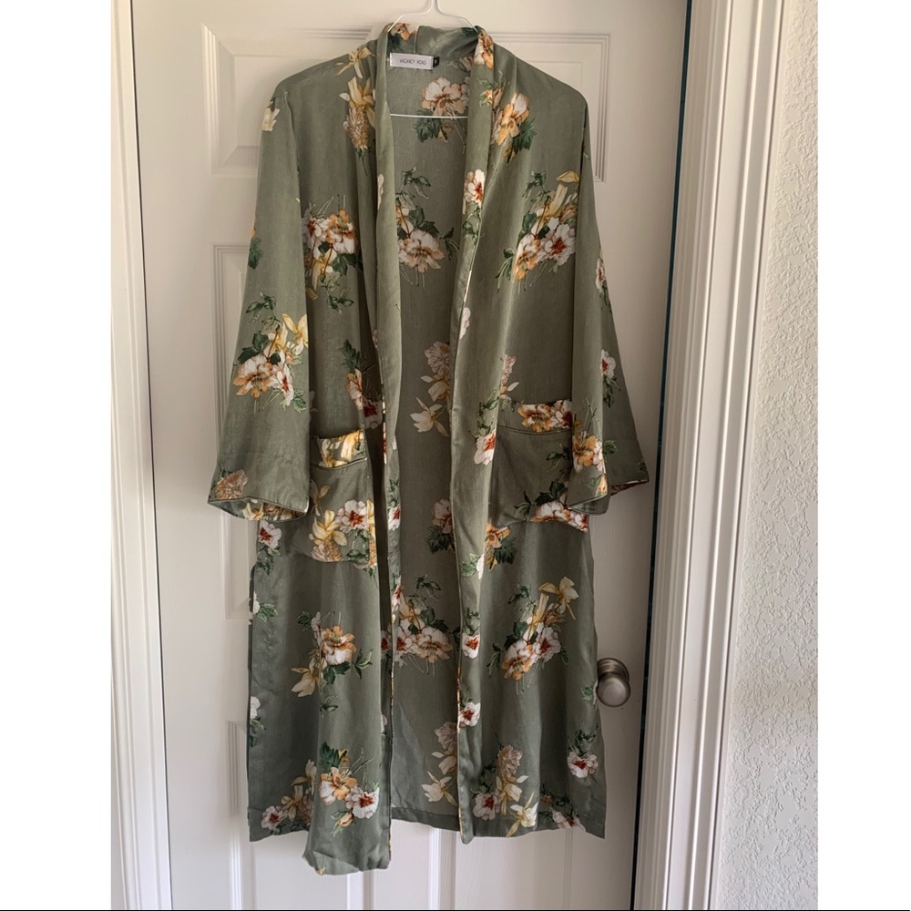Green Floral Duster